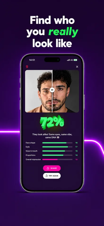 A 72% similarity result with its feature breakdown