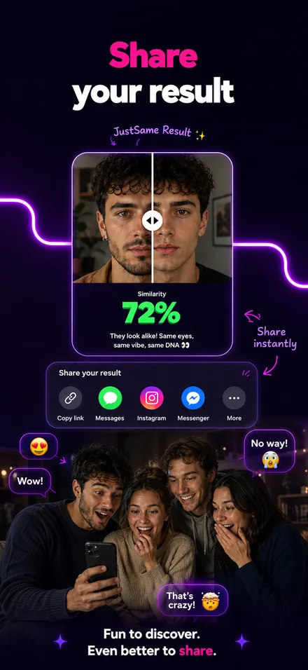 Sharing a JustSame result with friends