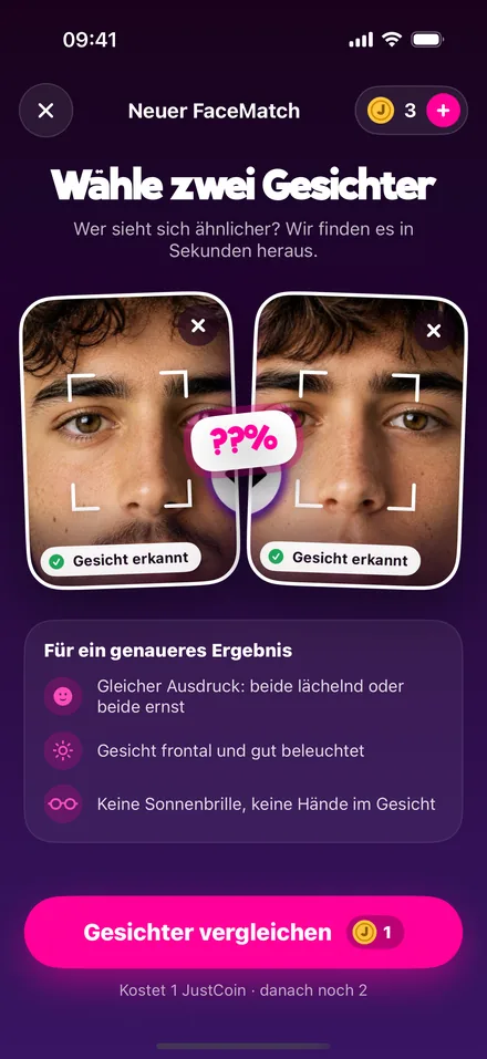 Die Auswahl der zwei Gesichter