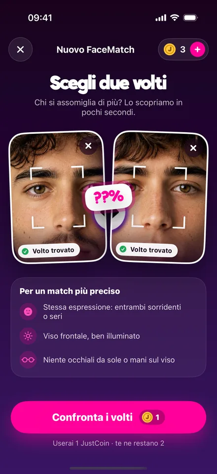 La scelta dei due volti da confrontare